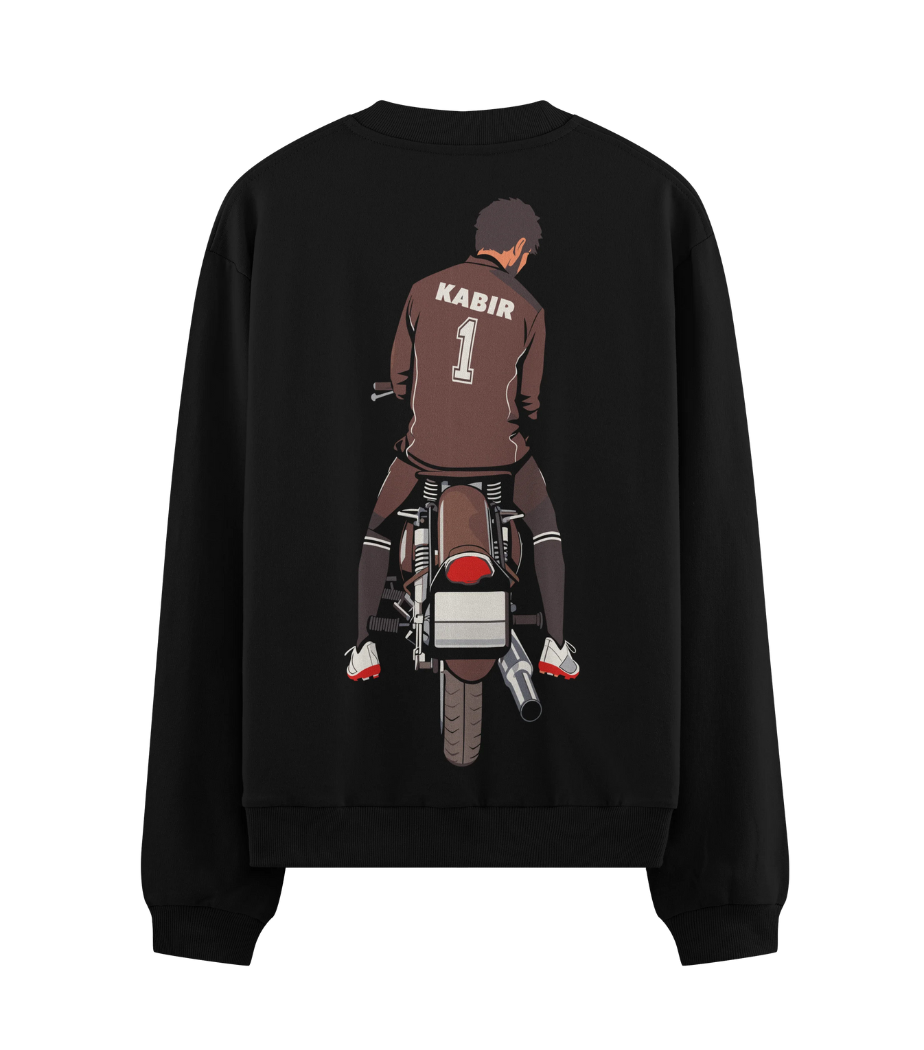 Motorcycle Rider artwork on PRDGY sweatshirt