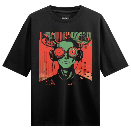 Prdgy Futuristic DJ BOT Front Oversized T-Shirt