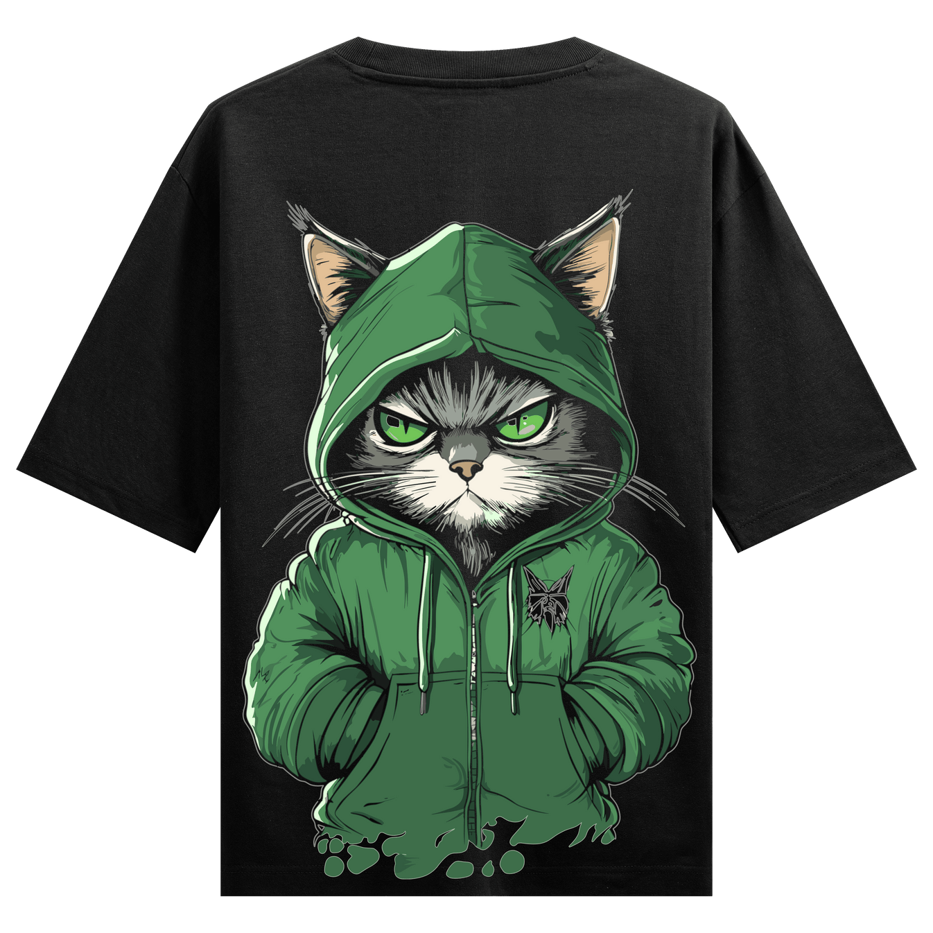 Funny Cat artwork on PRDGY oversized t-shirt