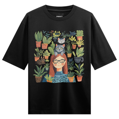 Prdgy MEOWDITATION Front Oversized T-Shirt