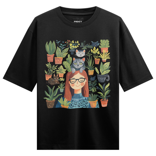 Prdgy MEOWDITATION Front Oversized T-Shirt