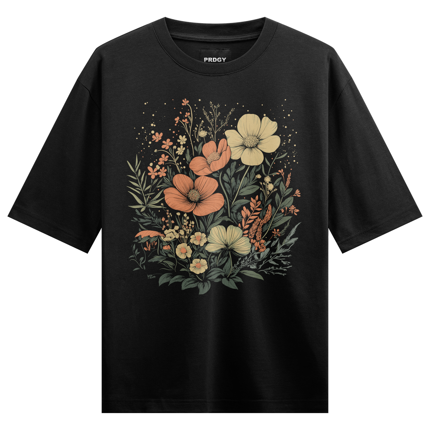 Prdgy Nocturnal Bloom Front Oversized T-Shirt