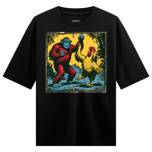COCKFIGHT T-Shirt by PRDGY — bold chimpanzee artwork, desi design