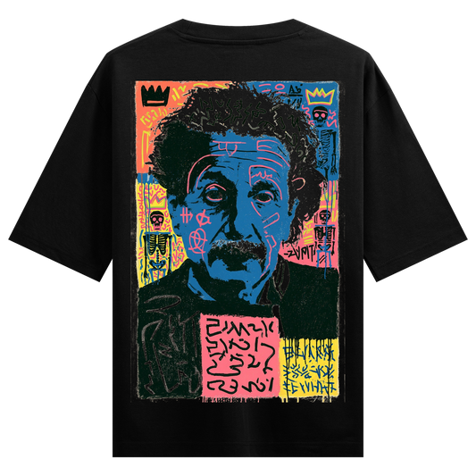 Mind Over Matter T-Shirt by PRDGY — vibrant portrait with abstract elements and graffiti-style text, artistic design