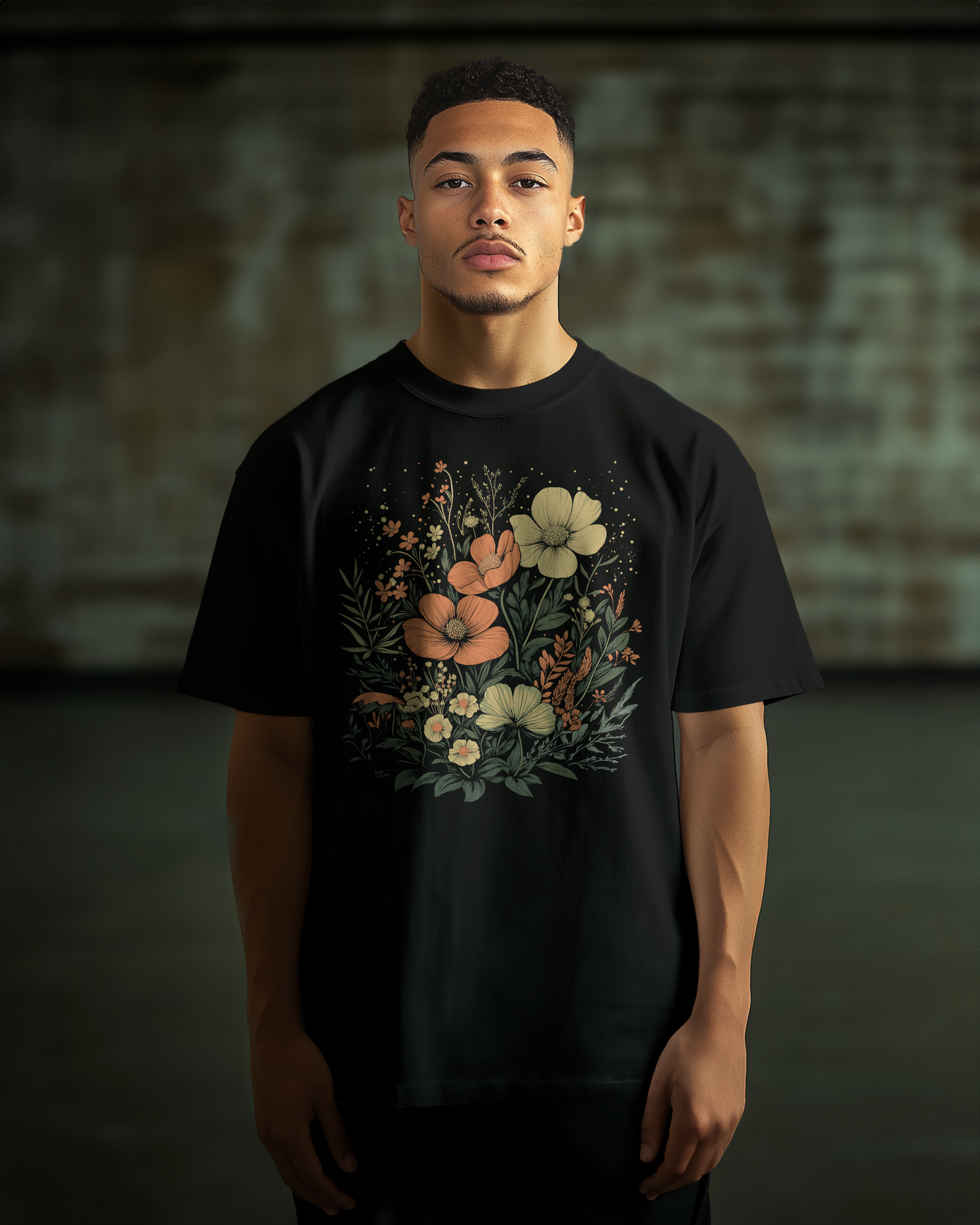 Prdgy Nocturnal Bloom Front Oversized T-Shirt