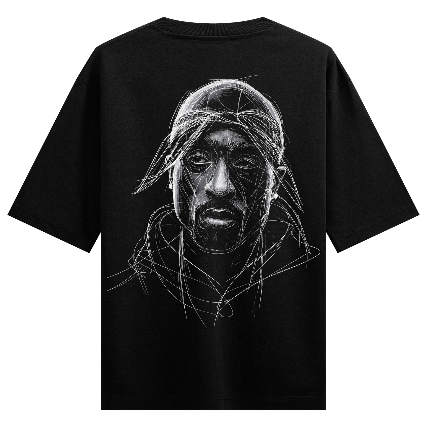 Unfinished Legacy T-Shirt by PRDGY — sketch of Tupac Shakur's face, hip hop design