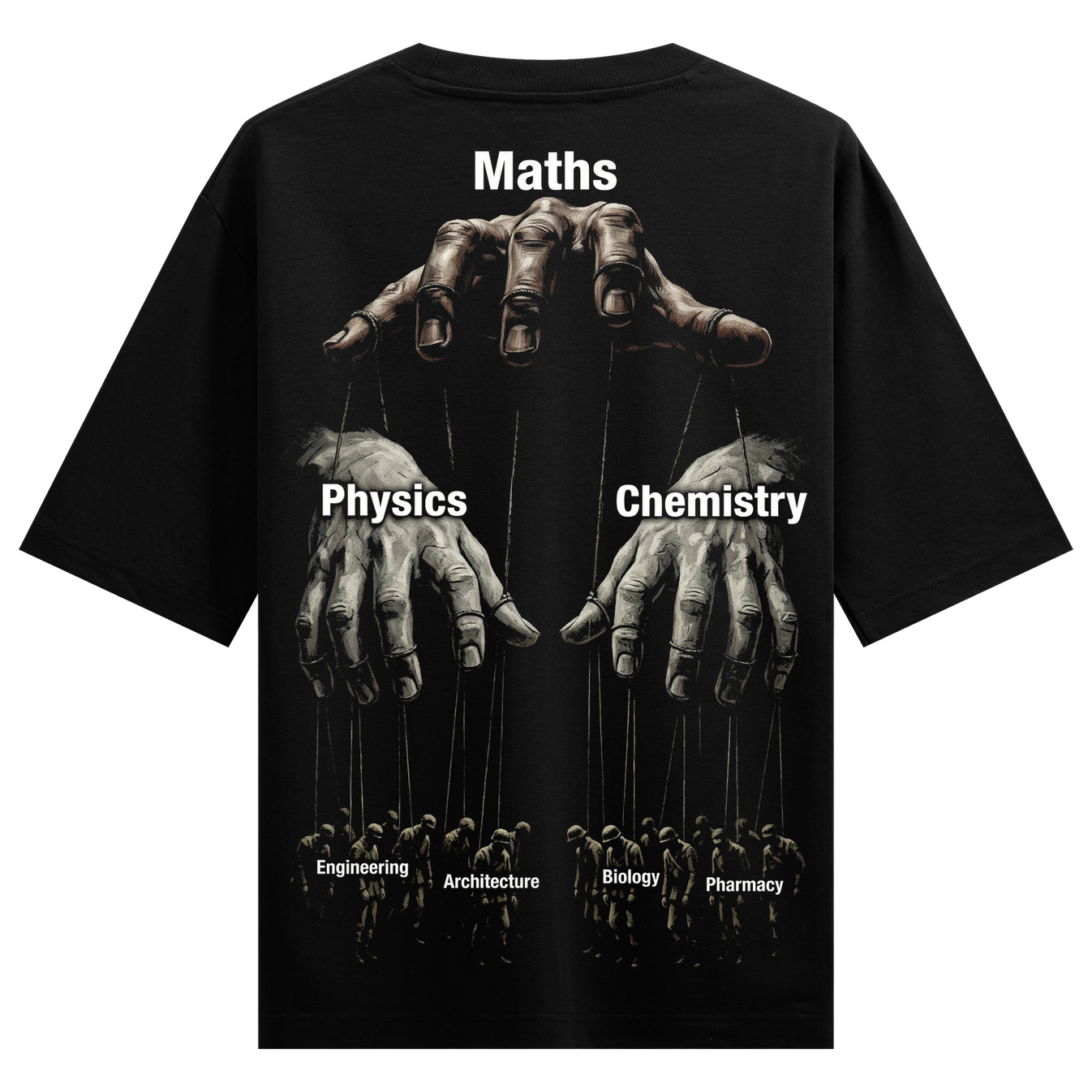 Science Controlled Oversized T-Shirt by PRDGY — conceptual design representing control in STEM fields, academic design