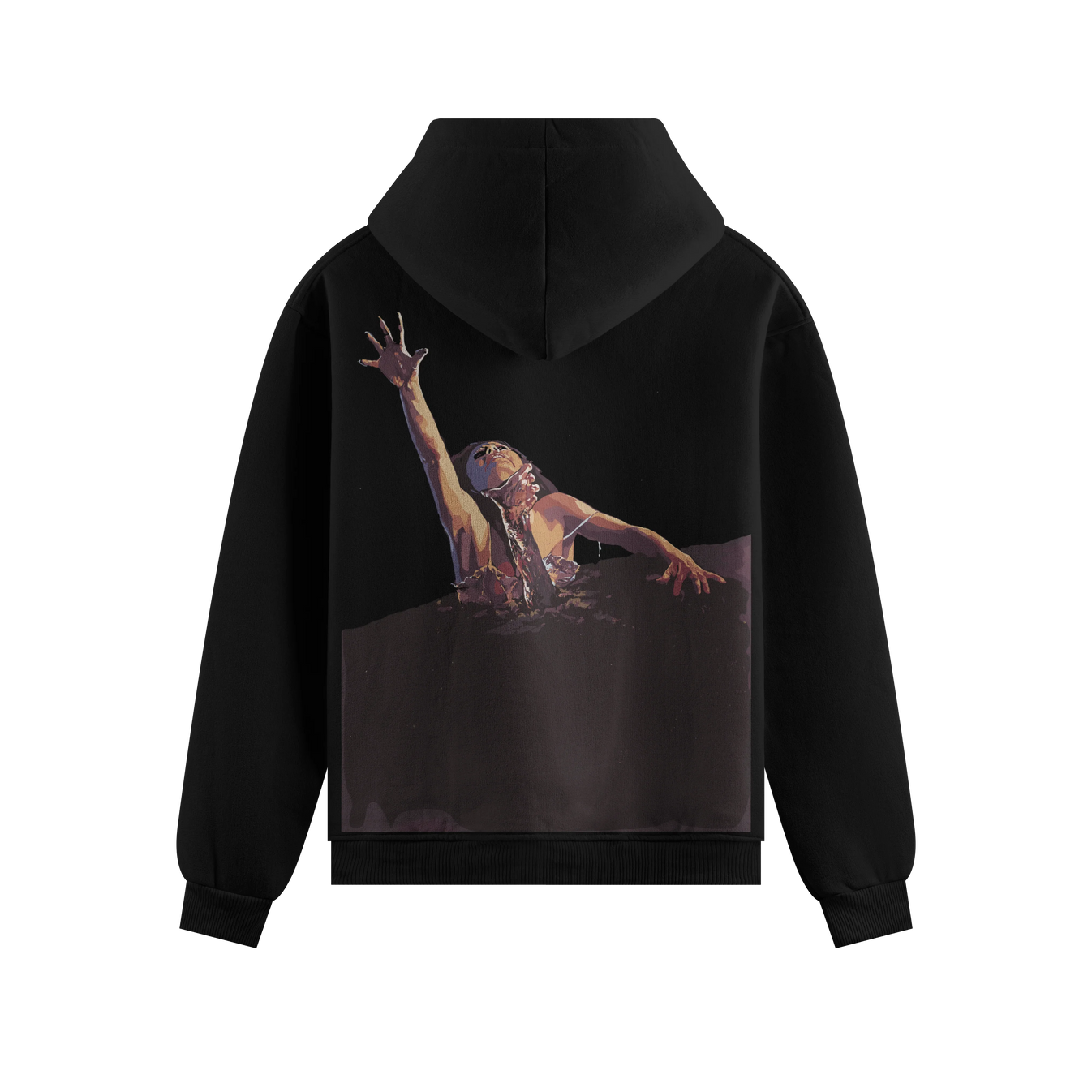 Drowning artwork on PRDGY hoodie
