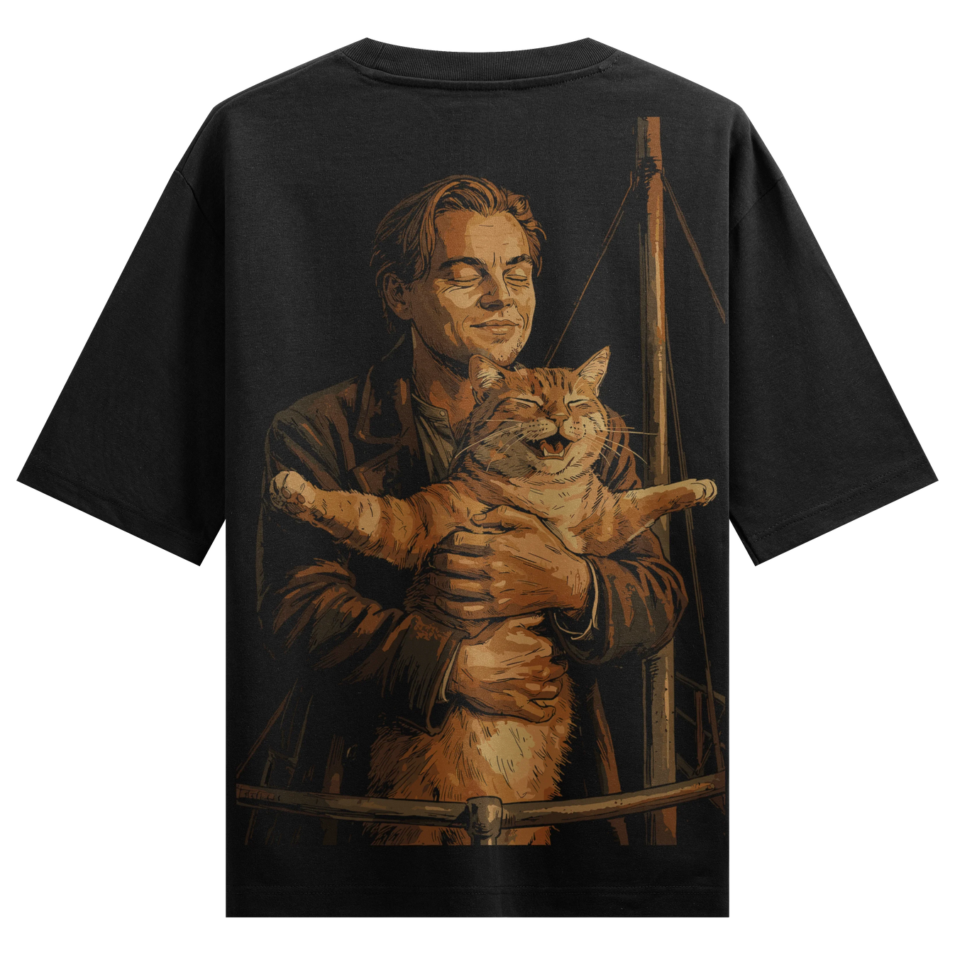 Leonardo Dicaprio Cat artwork on PRDGY oversized t-shirt
