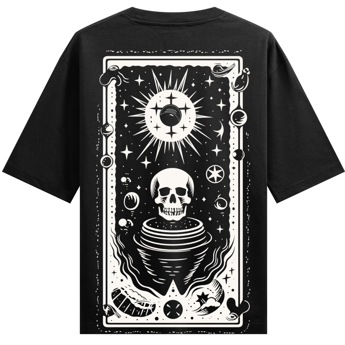 Gothic Skull artwork on PRDGY oversized t-shirt