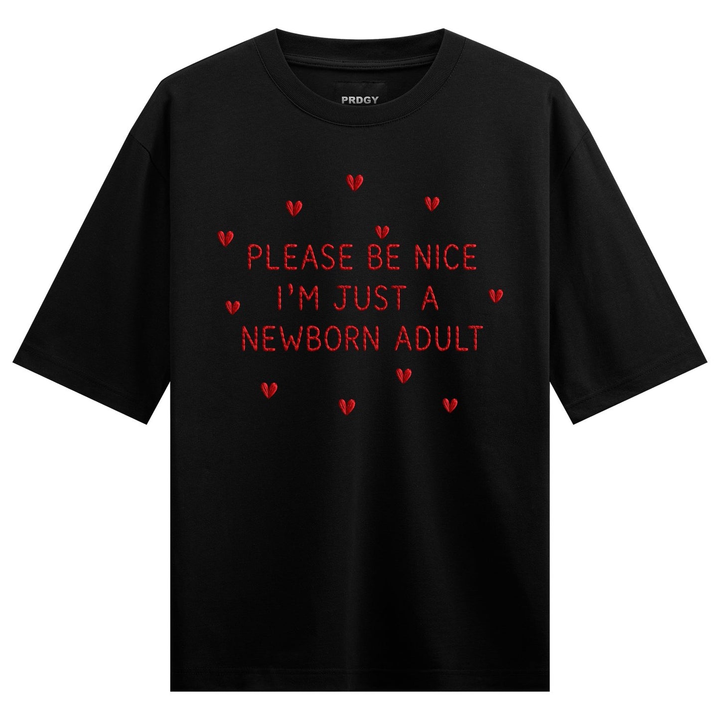 Handle with Care Front T-Shirt by PRDGY — humorous text design, humour design