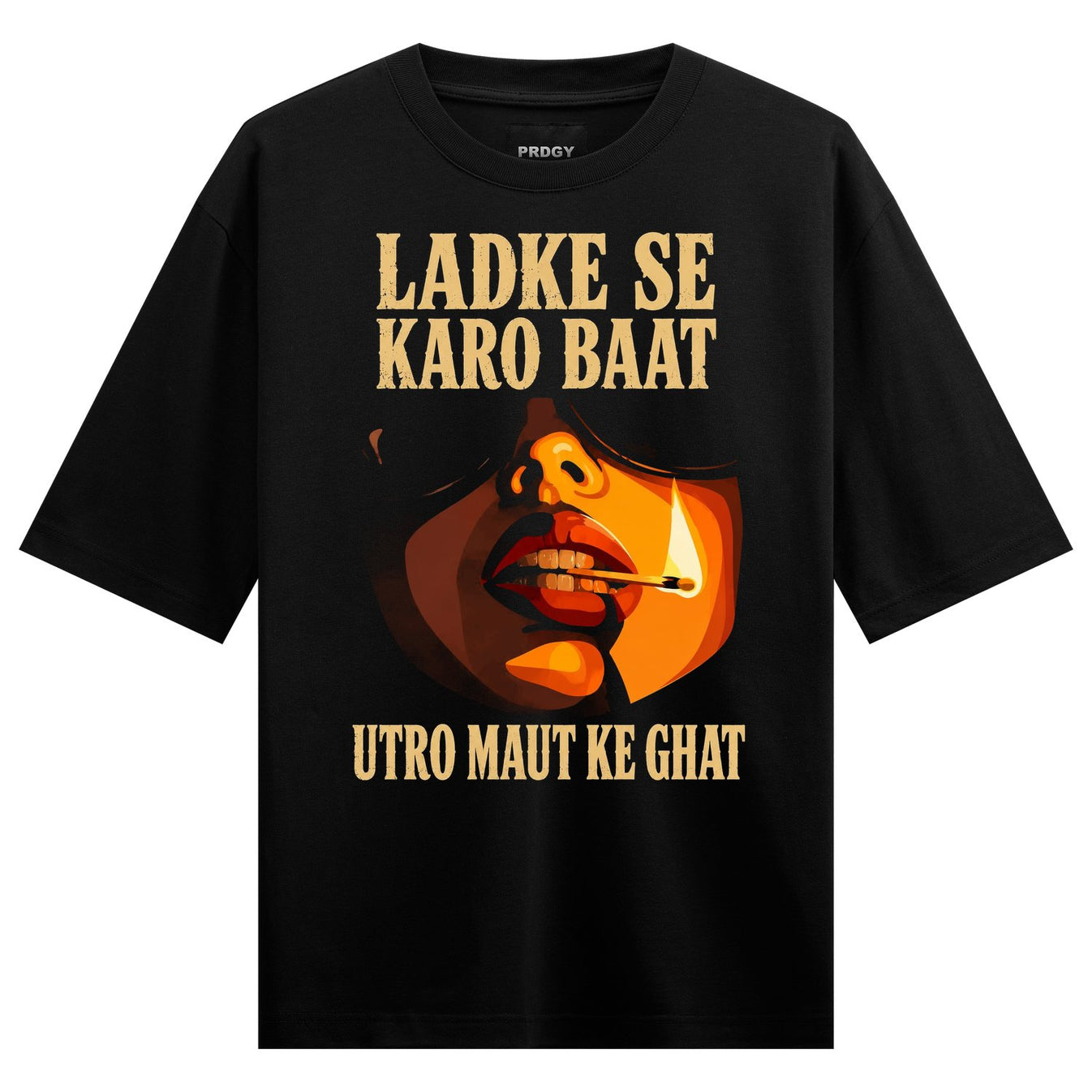 indian meme t shirt artwork on PRDGY oversized t-shirt