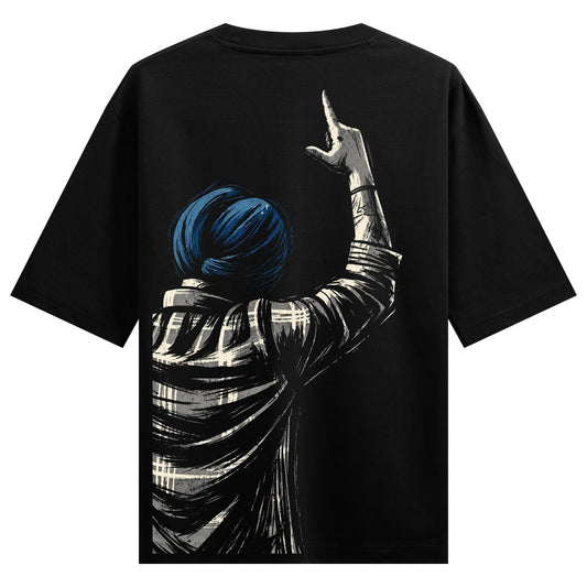 Invincible Oversized T-Shirt by PRDGY — graffiti-style figure in a blue turban, streetwear design
