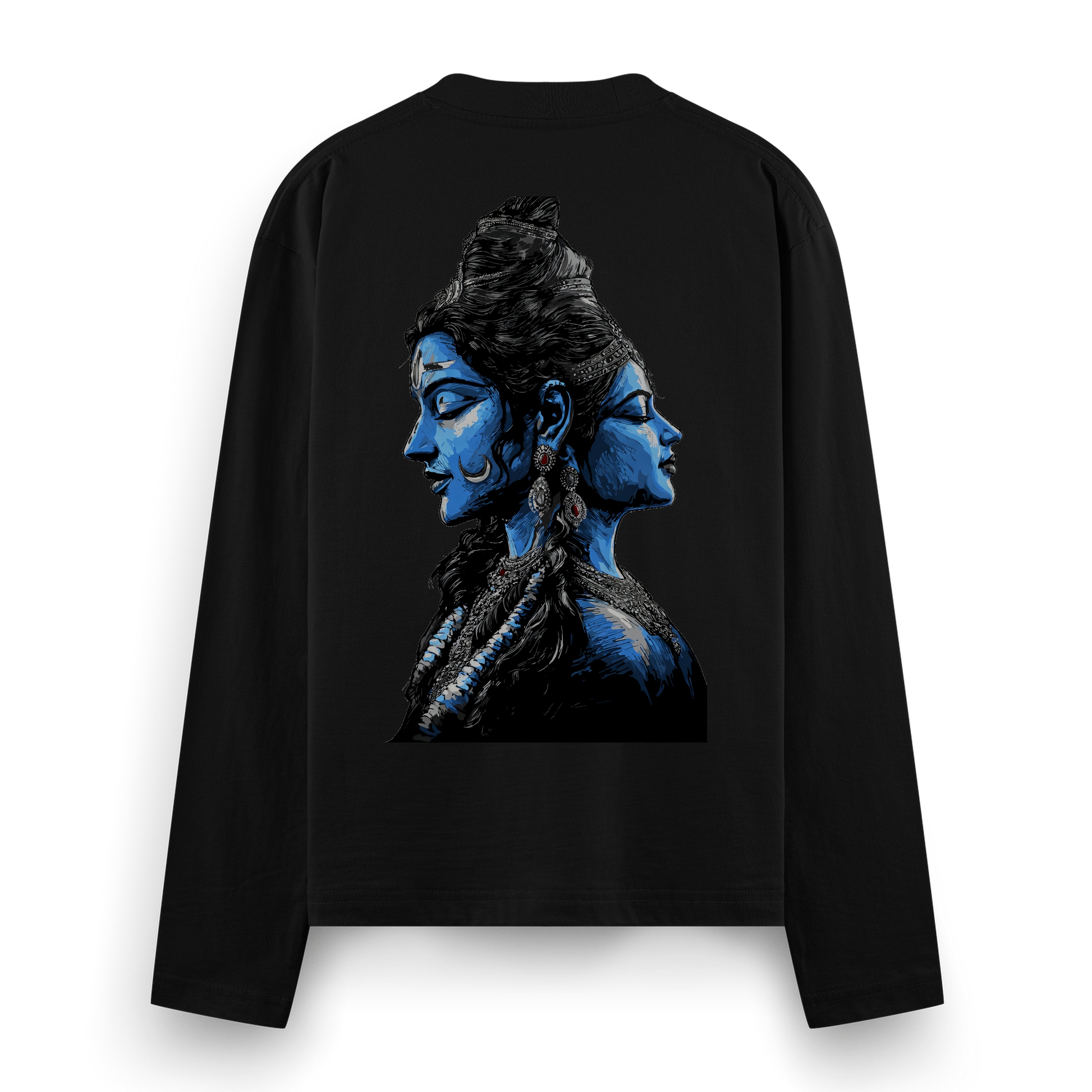 Ardhanari Full Sleeve T-Shirt by PRDGY — artwork depicting the duality of Ardhanari, spiritual design