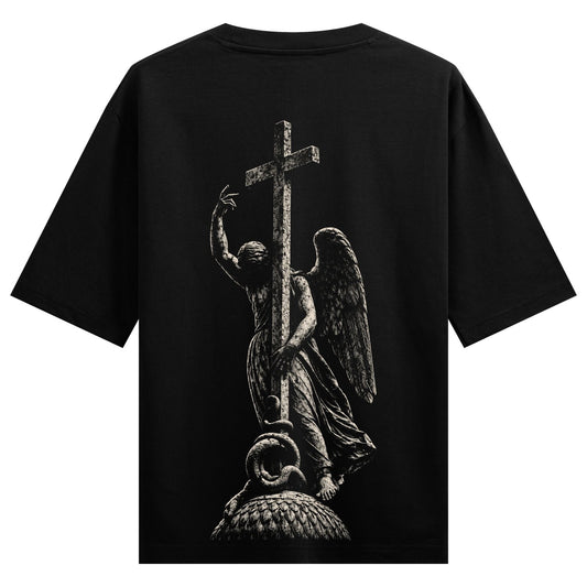 Abundance — back-view black T-shirt design mockup