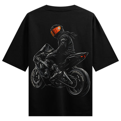 cult black — back-view black T-shirt design mockup