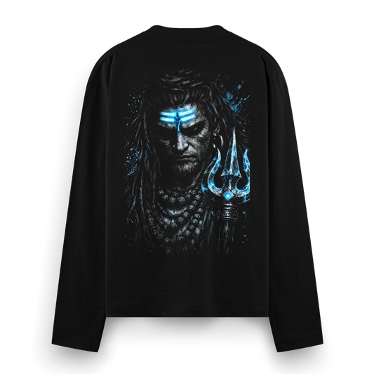 Teal Gaze Full Sleeve T-Shirt by PRDGY — bold teal abstract artwork, streetwear design