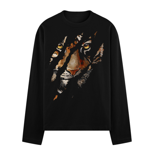 Rare Breed Full Sleeve T-Shirt by PRDGY — striking illustration of a tiger's face with intense eyes, wildlife design