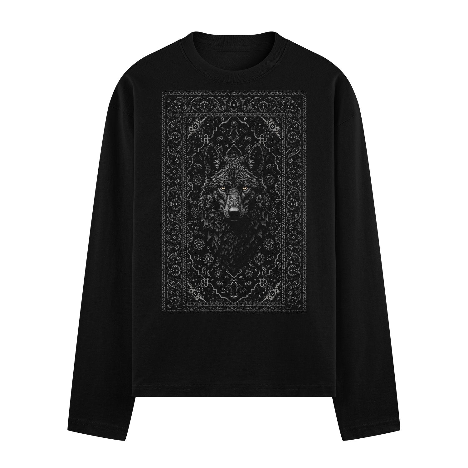 Wolf Rug Oversized T-Shirt by PRDGY — intricate wolf artwork, dark art design