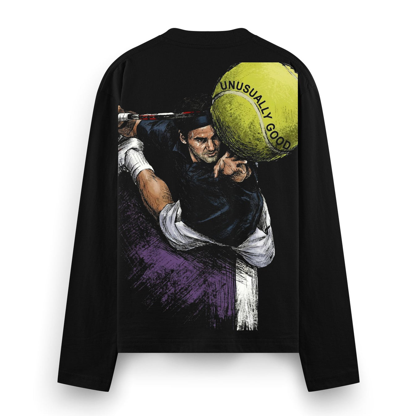 Perfect Hit Full Sleeve T-Shirt by PRDGY — dynamic illustration of a tennis player mid-swing, sports design