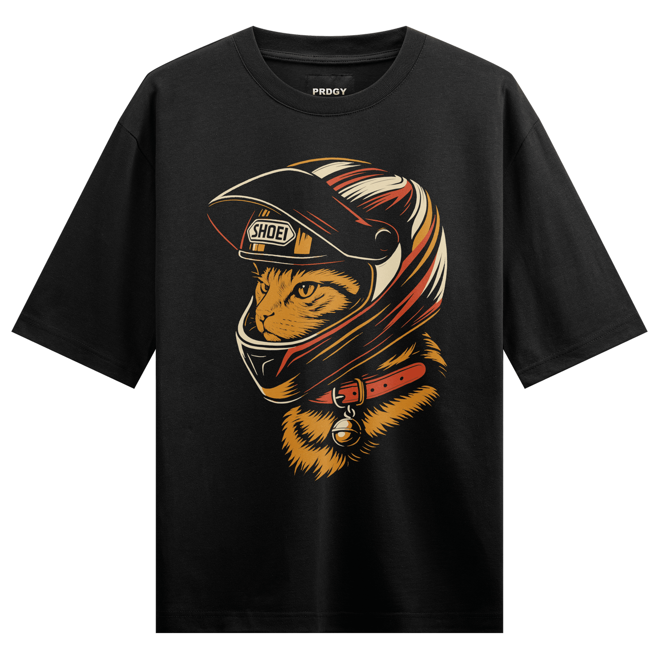 Funny Cat artwork on PRDGY oversized t-shirt