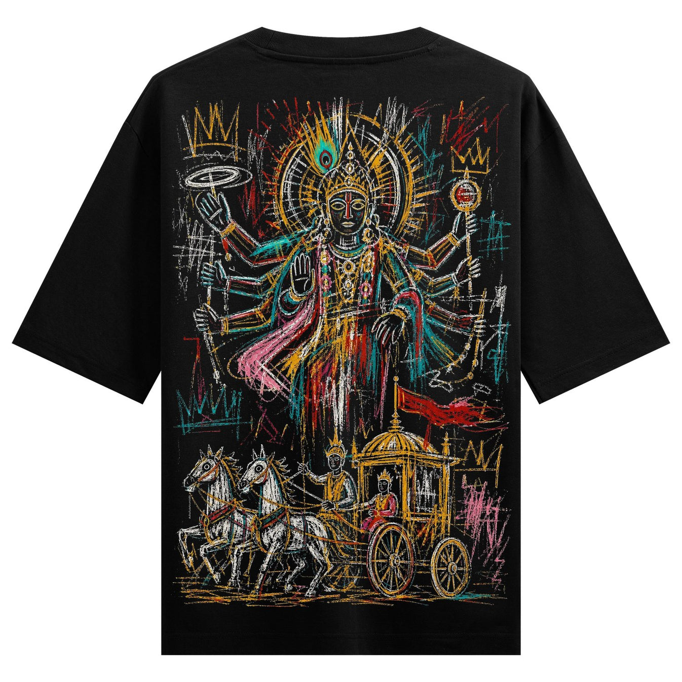 Cosmic Chariot artwork on PRDGY oversized t-shirt