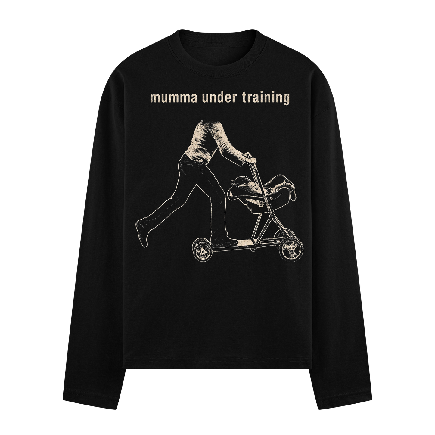 Mumma Training Sweatshirt by PRDGY — line art of a mother training, funny design