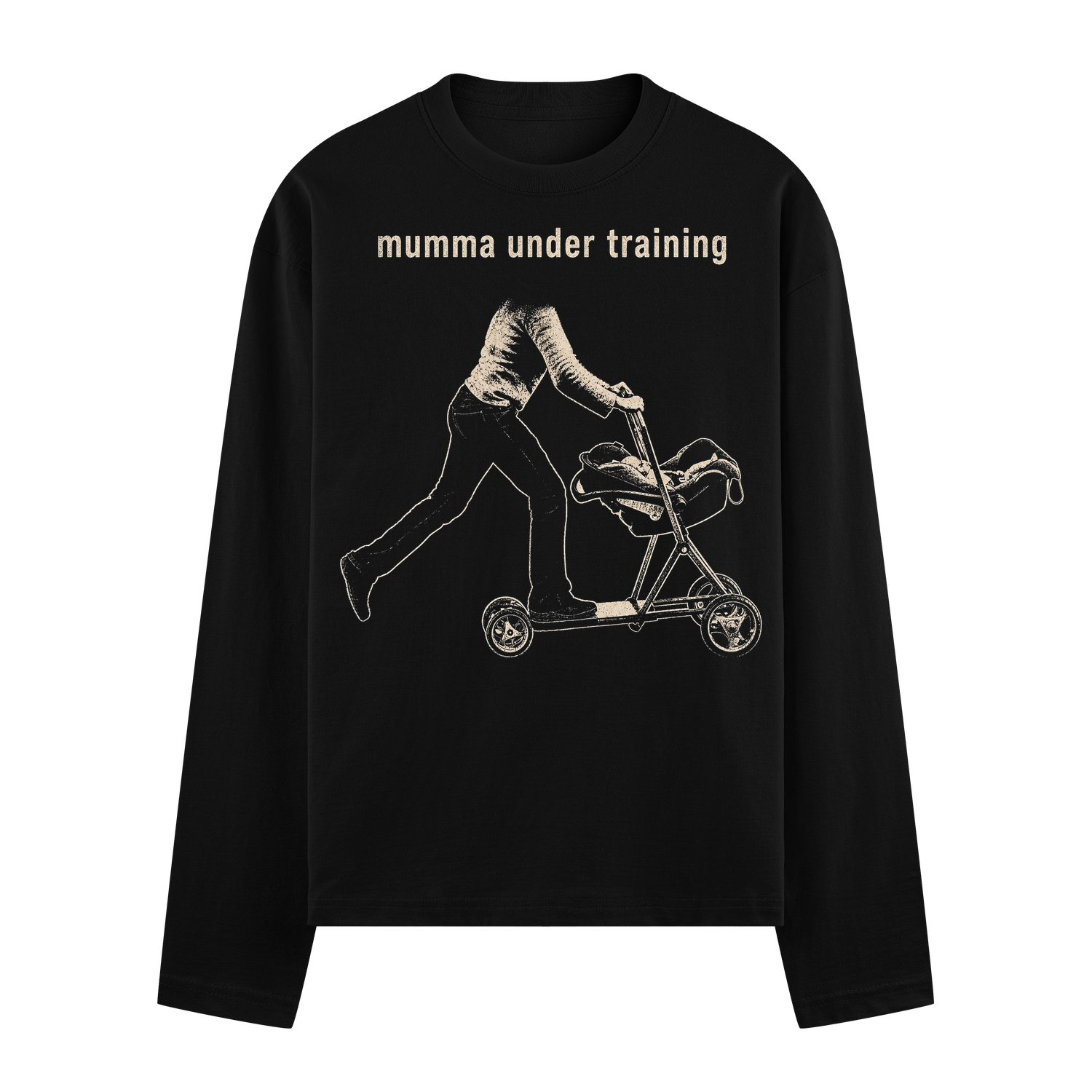 Mumma Training Sweatshirt by PRDGY — line art of a mother training, funny design