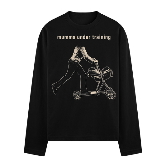 Mumma Training Sweatshirt by PRDGY — line art of a mother training, funny design