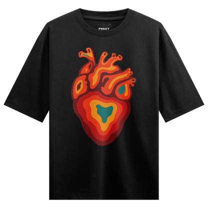 Dropout Heart Front Oversized T-SHIRT - PRDGY