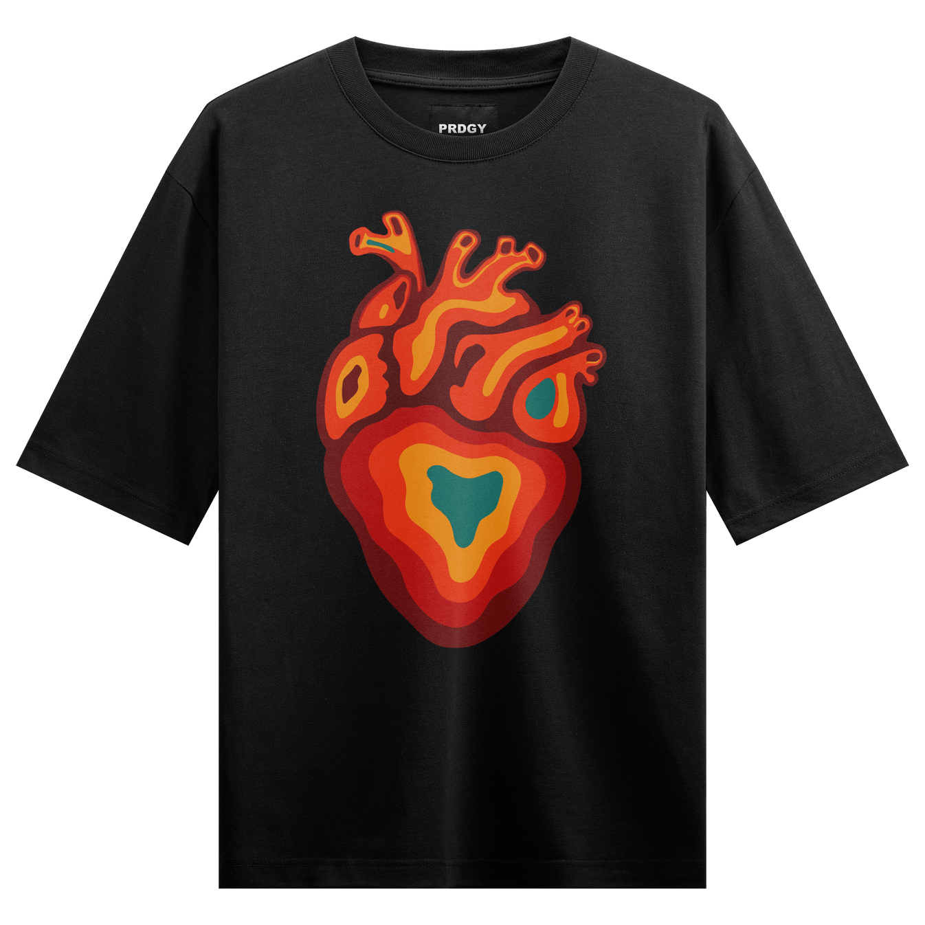 Anatomical Heart artwork on PRDGY oversized t-shirt