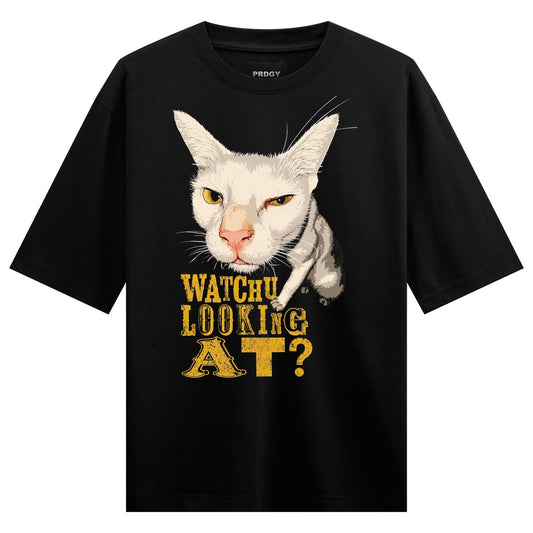 funny cat meme t shirt artwork on PRDGY oversized t-shirt