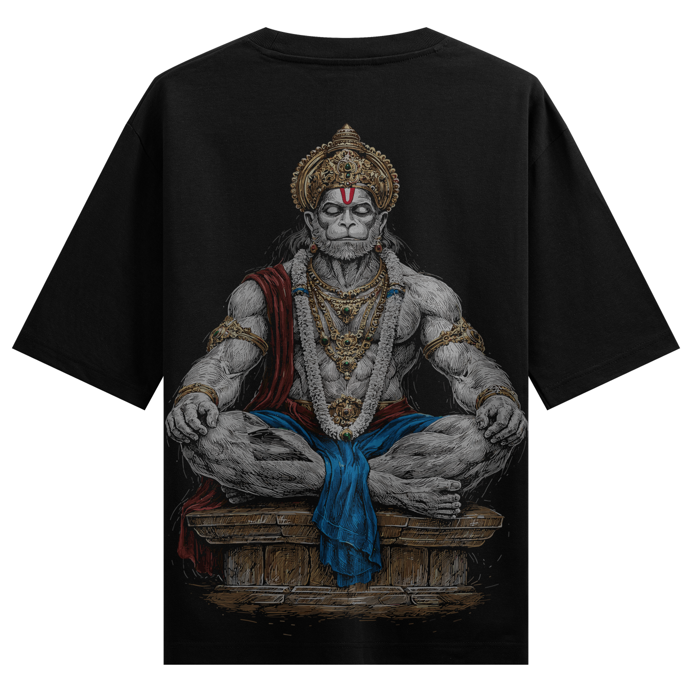 Hanuman Divine Oversized T-Shirt by PRDGY — Majestic Hanuman deity graphic, spiritual design
