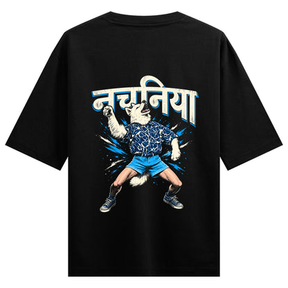 Nachania — back-view black T-shirt design mockup