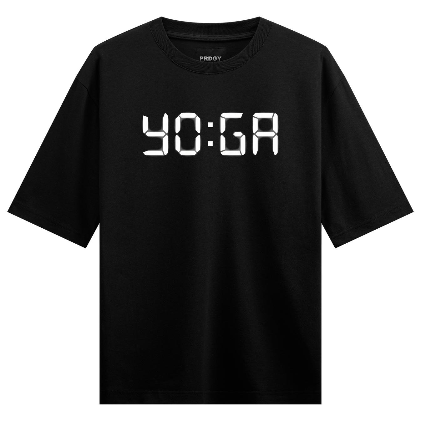 Digital Cycle Oversized T-Shirt by PRDGY — bold digital clock display in retro LED-style typography, digital design