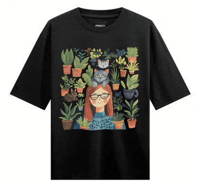 Prdgy MEOWDITATION Front Oversized T-Shirt