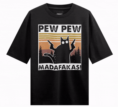 Pew Pew MF Cat Oversized T-Shirt