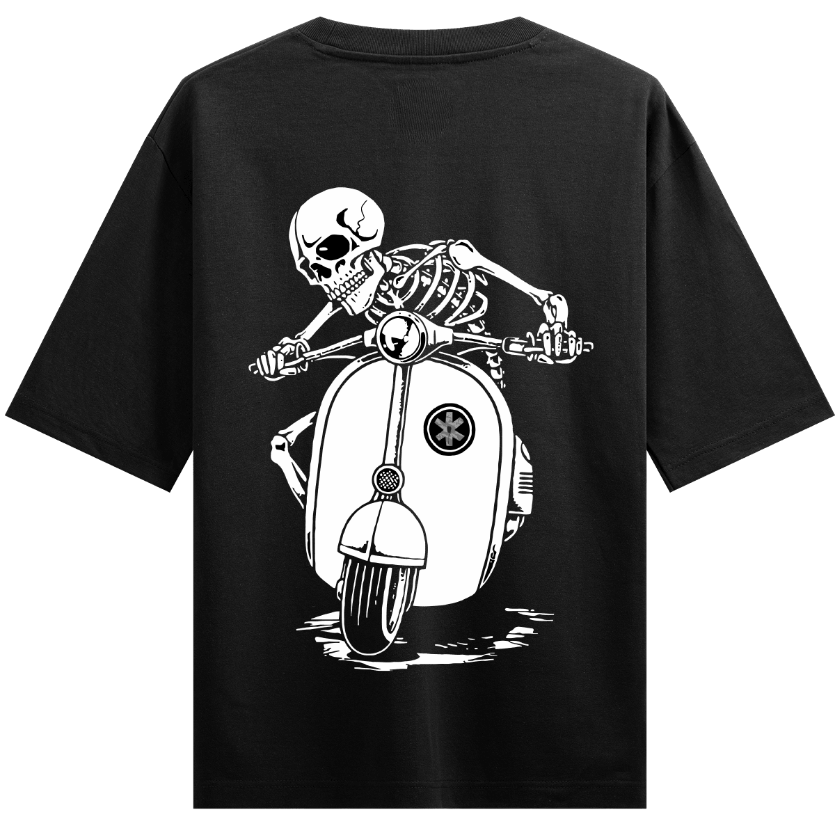 Skeleton Graphic artwork on PRDGY oversized t-shirt