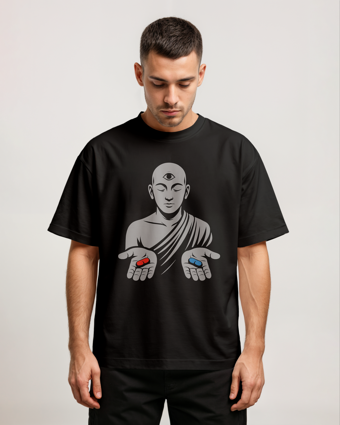 Laal Neeli Dawai Front Oversized T-Shirt