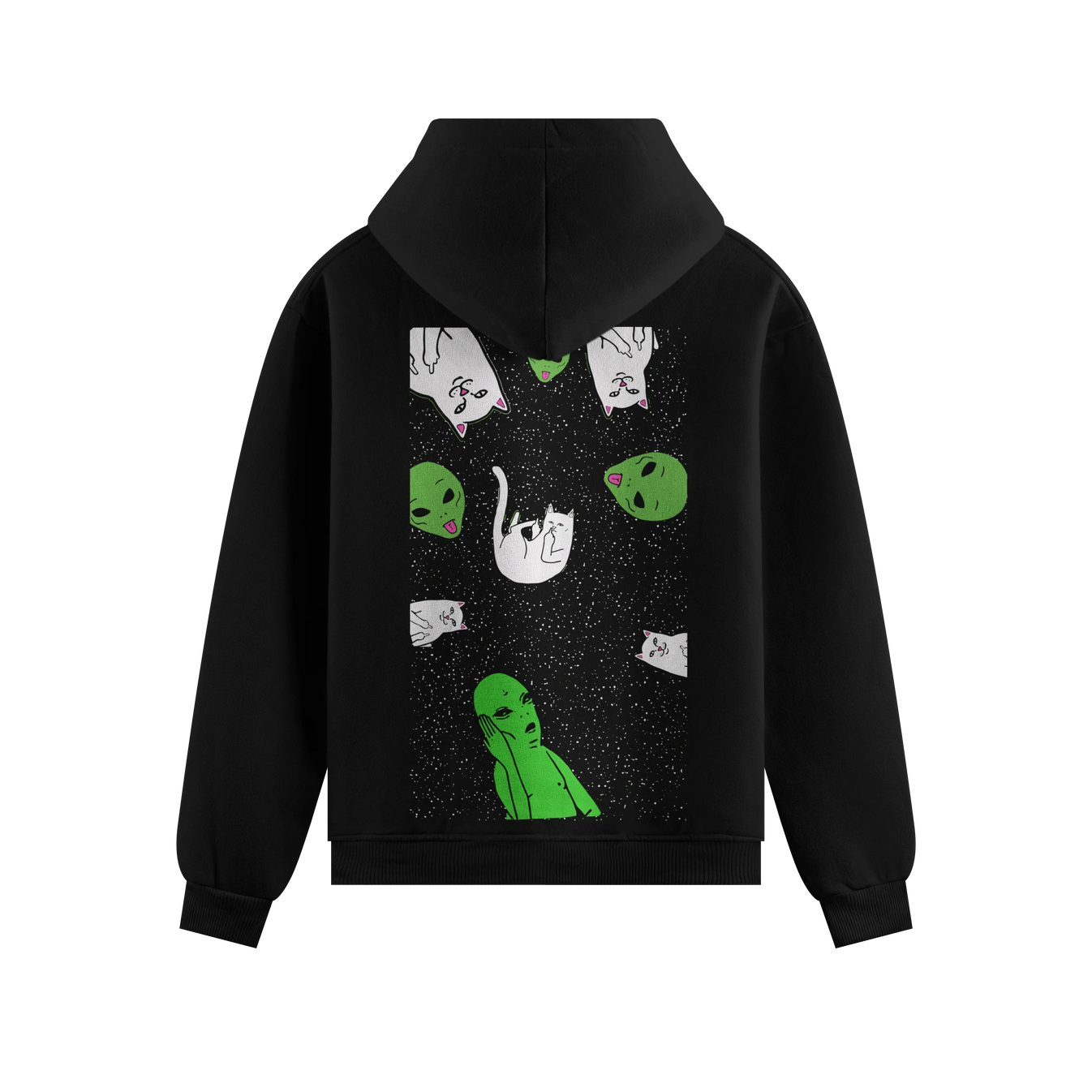 Alien Cat artwork on PRDGY hoodie