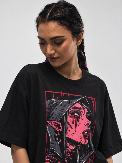 Pink Blood Ghost Oversized T-shirt