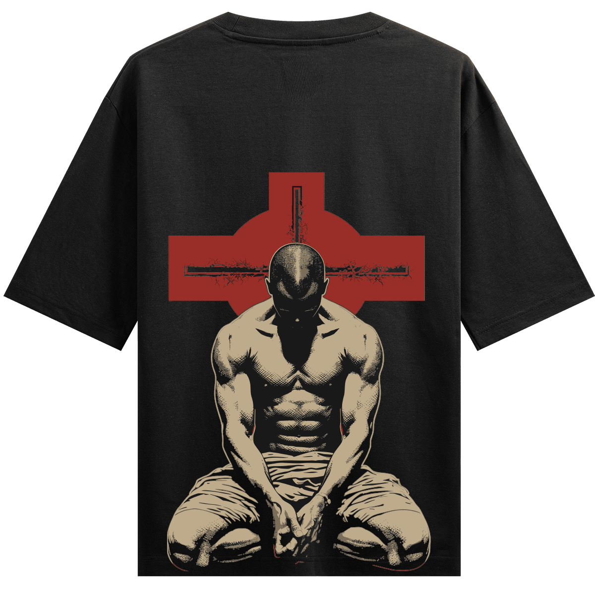 Kneeling Gladiator Back print Oversized T-shirt - PRDGY