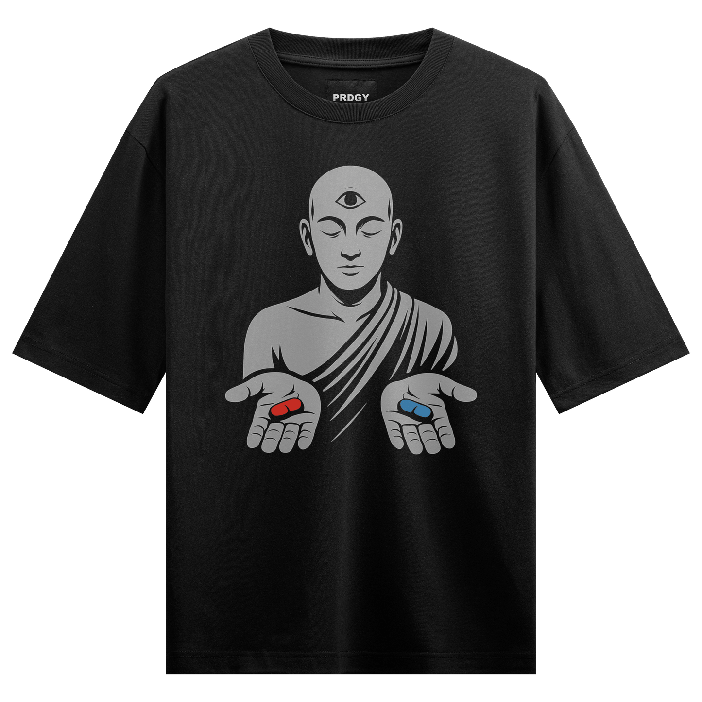 Laal Neeli Dawai Front Oversized T-Shirt - PRDGY