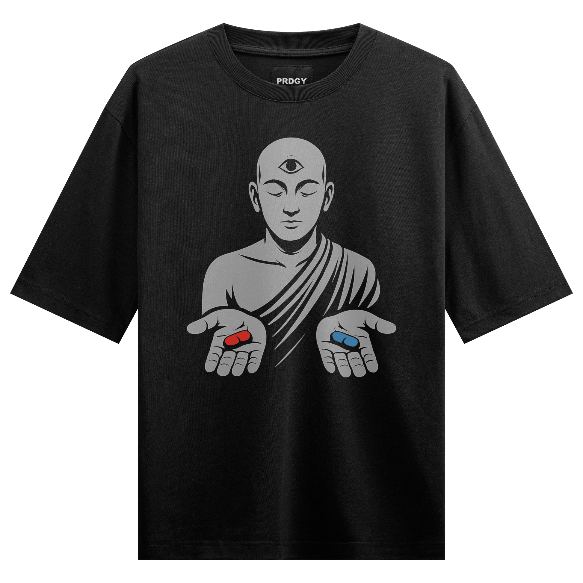 Laal Neeli Dawai Front Oversized T-Shirt - PRDGY