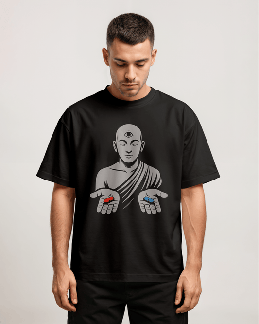 Laal Neeli Dawai Front Oversized T-Shirt - PRDGY