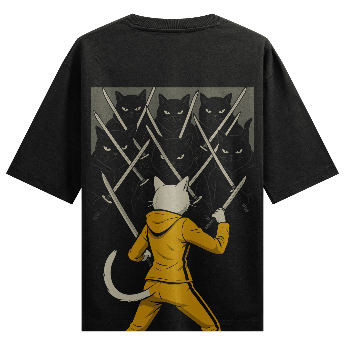 Funny Cat artwork on PRDGY oversized t-shirt