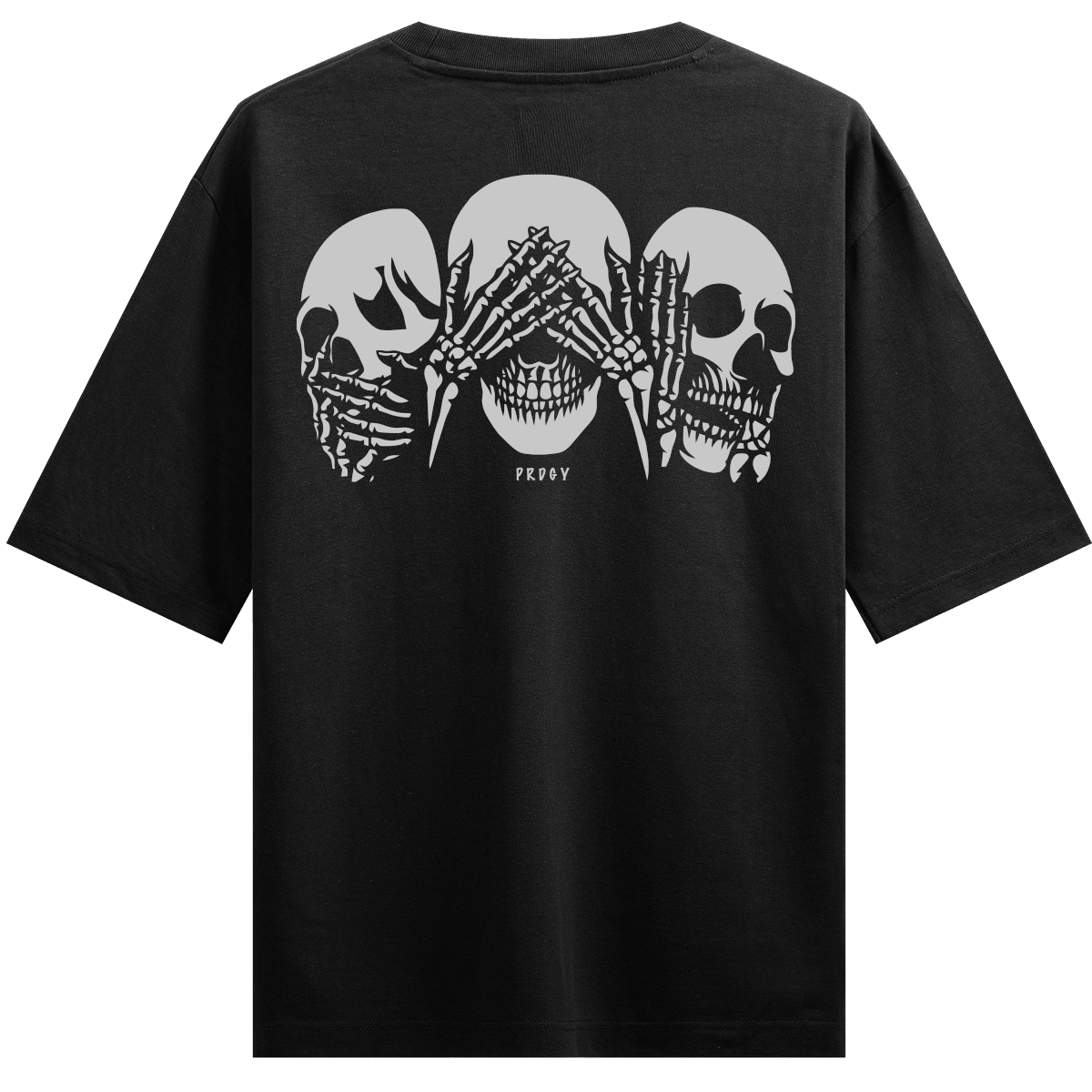 Gothic Skull artwork on PRDGY oversized t-shirt
