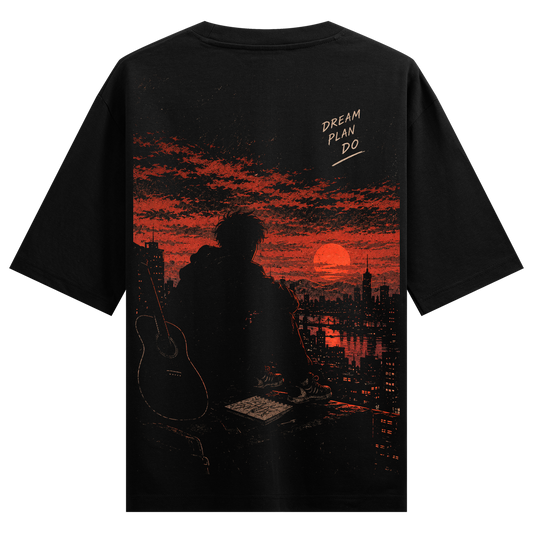 Red Sky Solitude Oversized T-Shirt
