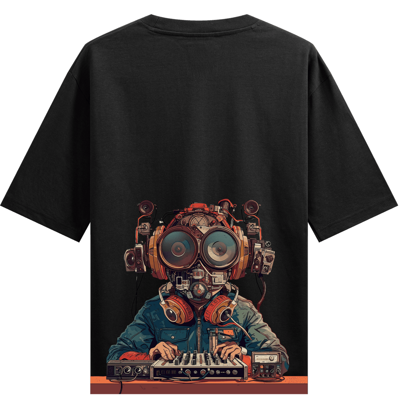 Techno Futuristic Dj Oversized T-Shirt by PRDGY — futuristic DJ graphic design, streetwear design