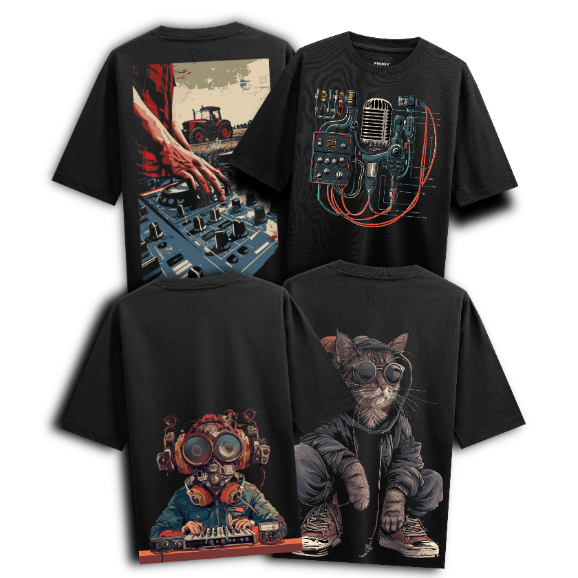 DJ artwork on PRDGY oversized t-shirt